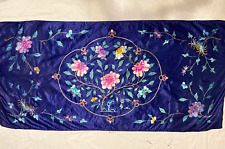 Antique Chinese Qing Dynasty Silk Embroidery textile Panel wall hanging 67X32 picture