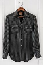 Rare Vtg 40s 50s Tem-Tex Morning Stripe Pearl-Snap Sawtooth Western Shirt USA S picture