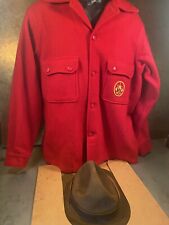 BSA CAMPAIGN HAT 6 7/8, LEADER'S MODEL, HAT PRESS, RED WOOL JACKET 42 FATHER SON picture