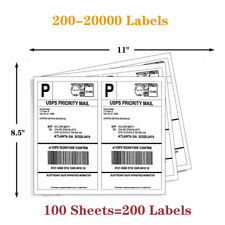 200-20000 Shipping Labels 8.5x5.5 Half Sheet Blank  Self Adhesive 2 Per Sheet US picture