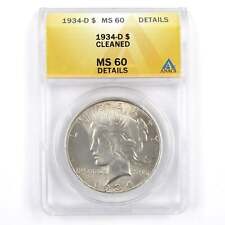 1934 D Peace Dollar MS 60 Details ANACS Silver SKU:CPC2268 picture