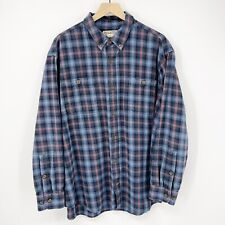 Duluth Trading Co. Men's XL Blue Red Flannel Plaid Long Sleeve Shirt Relaxed Fit picture