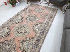 Red Faded Turkish Vintage Living Room Carpet, 5x12.1ft, Antique Red Handmade Rug picture