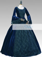 Renaissance Faire Victorian Gothic Blue Velvet Queen Ball Gown Dress Theater 153 picture
