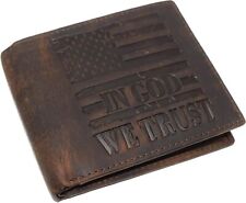 Distressed Vintage Leather Patriotic American Flag Wallet - Western Style ‘IN... picture