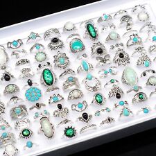 Bulk Lot 50 Mixed Flower Stone Bohe Vintage Rings Women Charm Party Gift Jewelry picture