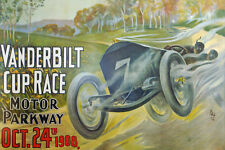 VINTAGE 1908 VANDERBILT CUP RACE AUTO RACING POSTER PRINT 36x54 BIG 9MIL PAPER picture