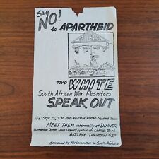 Vintage 1979 Anti Apartheid Protest Poster Lawerence Kansas South Africa 8.5x14 picture