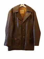 Vintage 1950s Genuine Steerhide Leather Jacket Brown Men's Size 40 Rare  picture