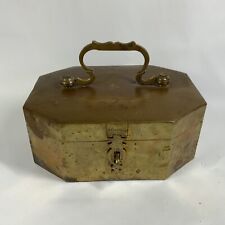 19c Vintage Handmade 120 Asli Stag Chap Royal Betel Nut Tobacco Brass Box 12” picture