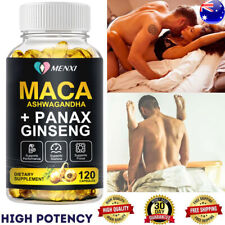 Maca Ashwagandha+ Panax Ginseng Capsules Peruvian Extract Organic Vitamins 120pc picture