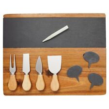 9 Pcs Cheese Charcuterie Board with Slate Inlay, Knife Set, 3 Signs, 14 x 11 In picture