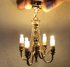 AirAds Dollhouse Light 1:12 Miniature Chandelier Retro Golden Ceiling Light picture