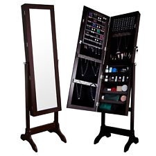 Full-Length Jewelry Cabinet Mirror Free Standing Armoire Storage Organizer picture