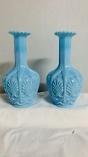 Portieux Vallerysthal blue opaline glass vases. Seling Pair MINT picture