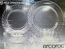 20 pc ARCOROC Clearbrook CLEAR GLASS Swirl DINNER PLATES Bowls CUPS Dessert NIB picture
