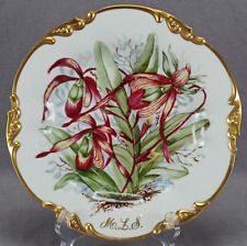 JP Limoges Hand Painted Purple Lily & Gold Monogrammed MLS 9 5/8 Inch Plate picture
