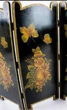 Vintage Four Panel Wooden Miniature Screen, Floral Butterfly Design picture