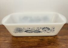 Vintage Glasbake with Blue Thistles Milk Glass Loaf Pan J-522 USA picture