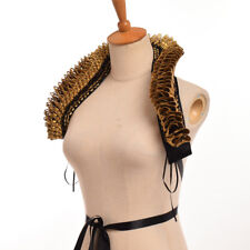 Vintage Elizabethan Victorian Cosplay Gold Black Ruffled Shrug Costume Collar picture