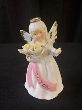Vintage MARCH Birthday Girl Angel Halo Wings Flower Sash. Japan?? picture