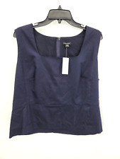 Ann Taylor Top Womens 16 Blue Sleeveless Square Neck Lined Blouse Career Wear picture