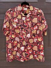 Vintage 1950s Rayon Shirt Bvd African Motif As Is Med  picture