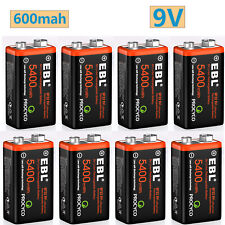 EBL USB 9-Volt Rechargeable Batteries Li-ion 600mah 9V Lithium Ion Battery Lot picture
