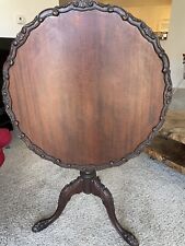 Mahogany Pie Crust Tilt Top Table... Circa 1930 Antique Chippendale Style picture