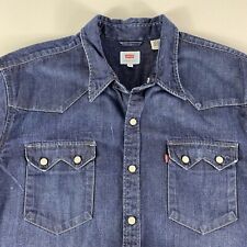 Levi's Denim Shirt Mens XL Modern Fit Blue Pearl Snap Western Sawtooth Pocket picture