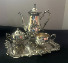 Vintage Towle Silverplate Tea Set 4772 w/Towle El Grandee 2953 Square Tray picture