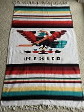 Vintage Mexican Saltillo Serape Blanket w/ Fringe LARGE Southwest Aztec 74”x45” picture