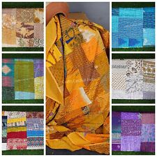 Handmade Silk Patchwork Quilt Indian kantha quilt bed cover boho throw blanket picture