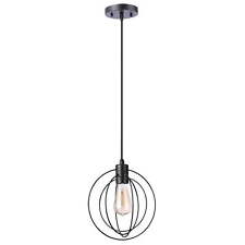 GE Industrial Round Pendant Light Fixture Matte Black 72-inches picture