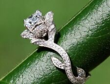 Flower Inspired Ring 1.4ct Round Cut Simulated Diamond 14k White Gold Plated picture
