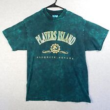 Vintage Nevada Shirt Mens Medium Jade Green Players Island 90s Shingle Stitch picture
