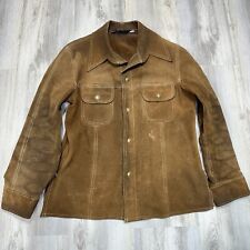 Vintage JC Penney Suede COWHIDE Leather Sz 40 Brown Tan Shirt Jacket HIPPIE boho picture