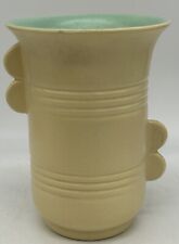 Rare Vintage Rumrill Art Deco Vase, #629, Cream Turquoise Green, 1930s, RED WING picture