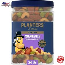 PLANTERS Deluxe Salted Mixed Nuts, Party Snacks, Plant-Based Protein 34oz.. picture
