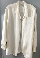 Vintage Talbots 100% Silk Top Blouse Button Up Womens Career Shirt Ivory Sz:14 picture