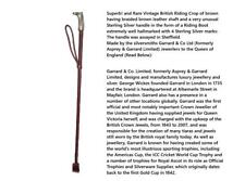 British Riding Crop Stick Leather Sterling Silver  Boot Handle Sheffield Garrard picture