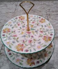 Minton Hadon Hall two-tier cake stand floral pattern Made In England picture