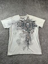 Brad Butter Shirt Mens Extra Large Beige Black Skull Cyber Rhinestones Gothic * picture