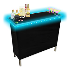Portable Folding Party Bar w/ Black & Hawaiian Bar Skirts & LED Lights picture