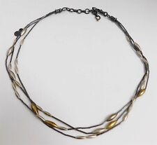 Gurham .925 Gold Vermeil Oval Tri Beaded Triple Strand Chocker Necklace picture