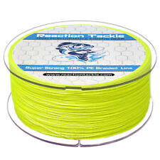 Reaction Tackle Braided Fishing Line / Braid - Hi Vis Yellow 4 and 8 Strands picture