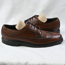Florsheim Royal Imperial Dress Shoes Men 8.5 Brown Leather Derby Longwing Lace picture