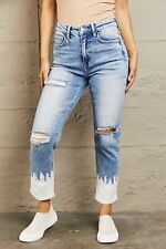 White Distressed Painted Skinny Jeans with High Waist by BAYEAS picture