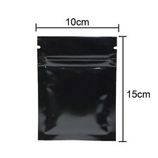 100/500 Glossy Black Smell Proof Mylar Foil Bags Resealable Zipper Seal Pouch picture