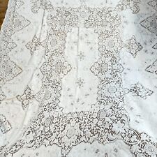 vintage quaker lace tablecloth white floral sheer cotton rectangle boho picture
